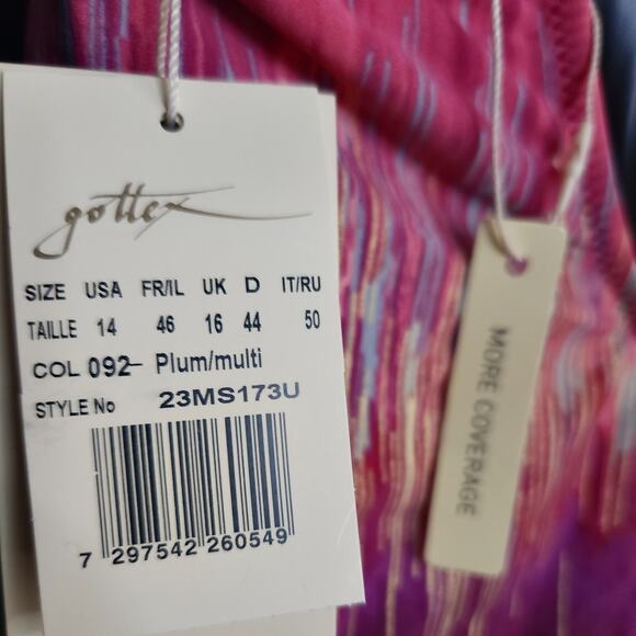 GOTTEX Moroccan Sky Square-Neck One-Piece Swimsuit 14 Plum Mastectomy NWT $148 - Picture 6 of 9